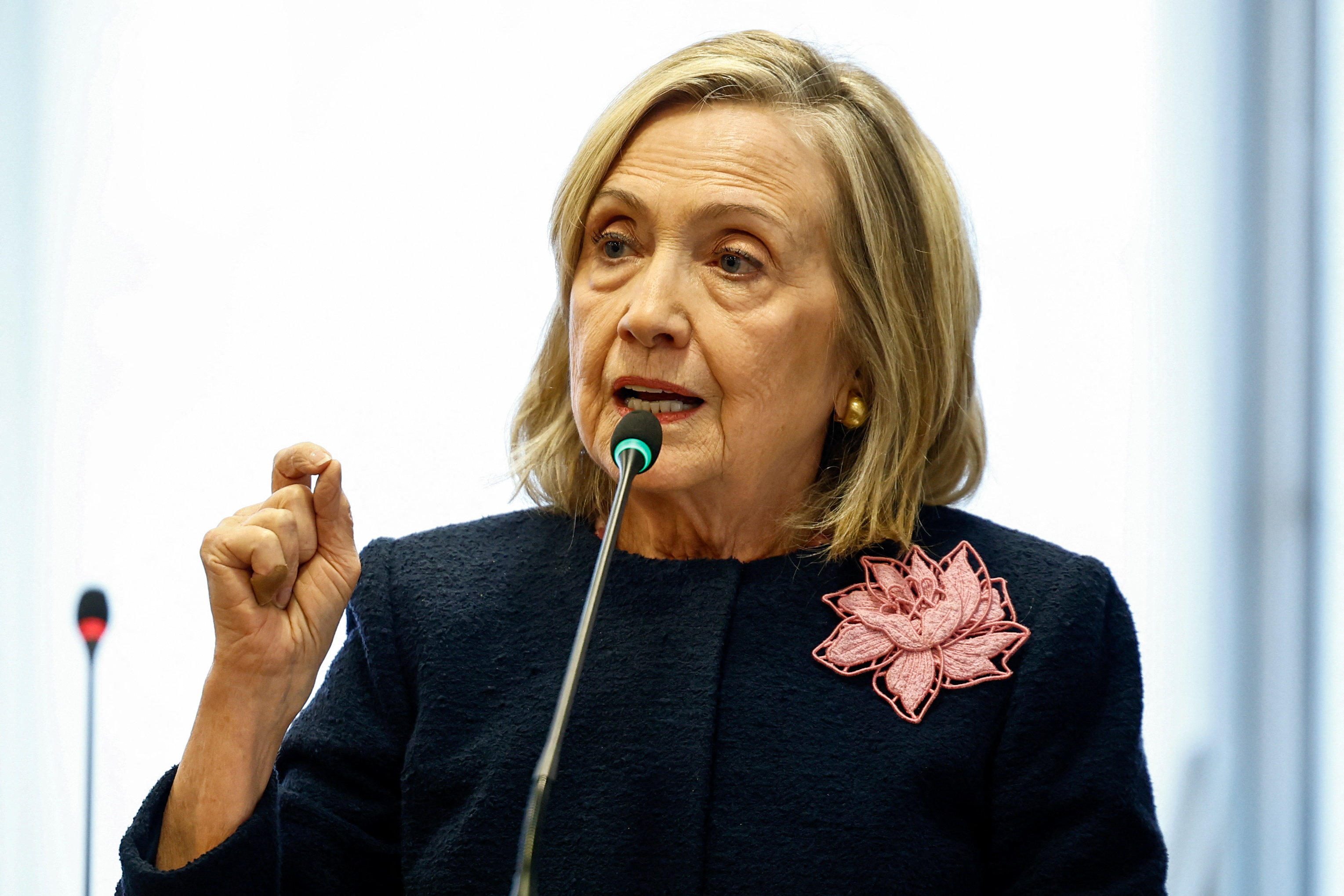 Former U.S. Secretary of State Hillary Clinton speaks during an event