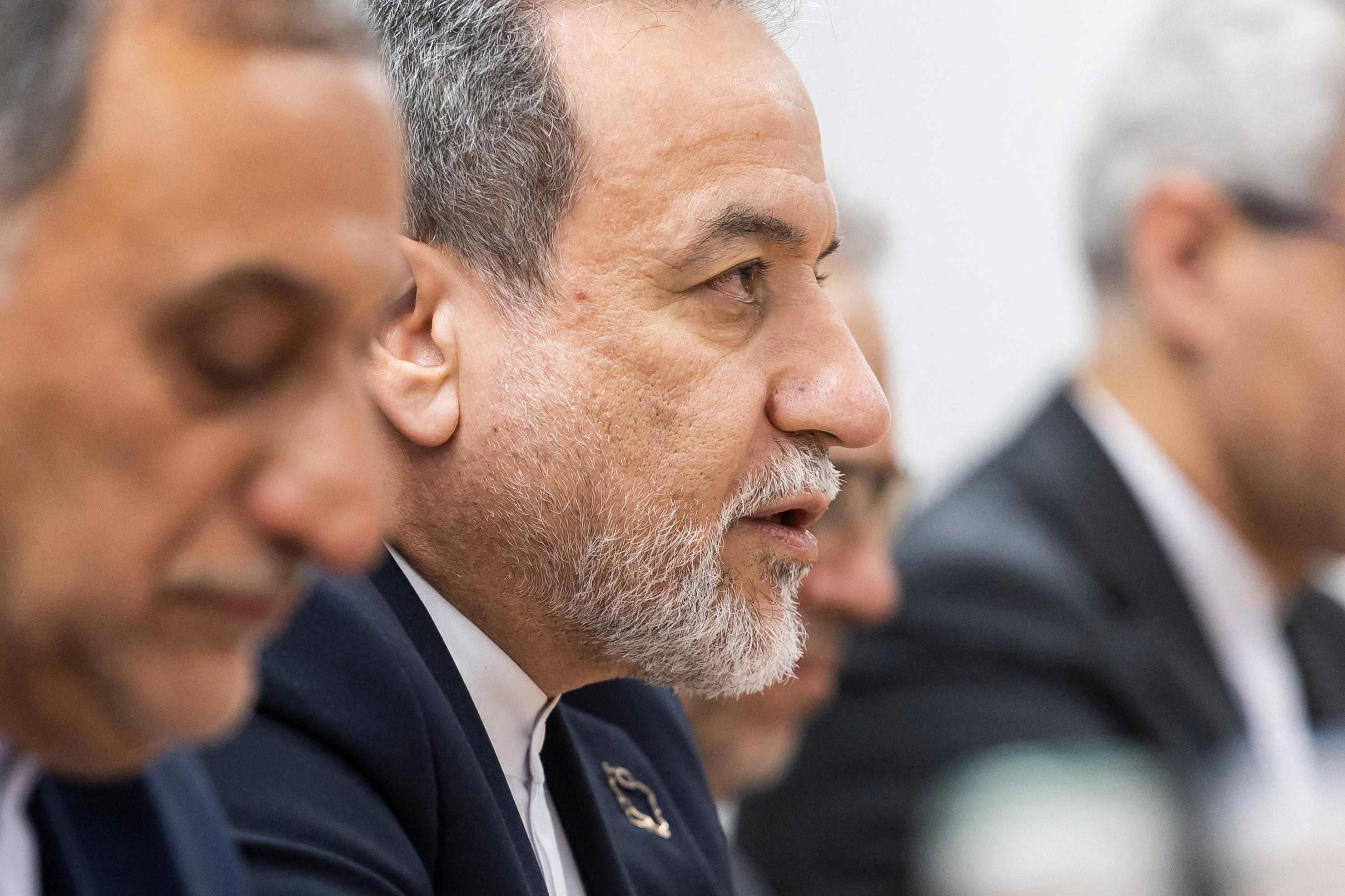Iran's Foreign Minister Abbas Araghchi speaks during a bilateral meeting between Switzerland and Iran during a second round of US-Iranian talks with Washington pushing Tehran to make a deal to limit its nuclear programme, in Geneva on February 17, 2026. [Cyril Zingaro/Pool via AFP]
