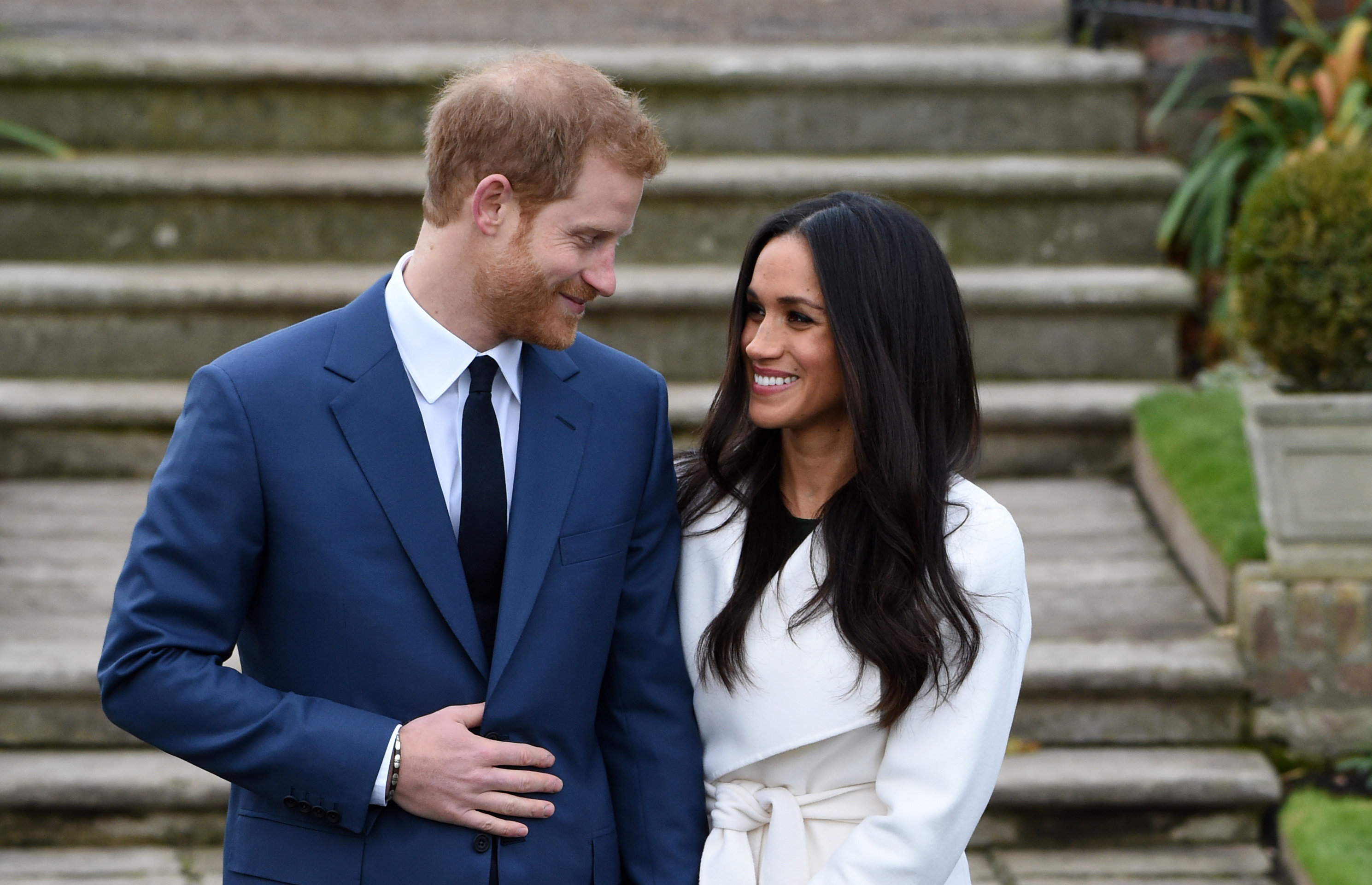 Harry and Meghan Markle attend a photocall to announce their engagement on November 27, 2017