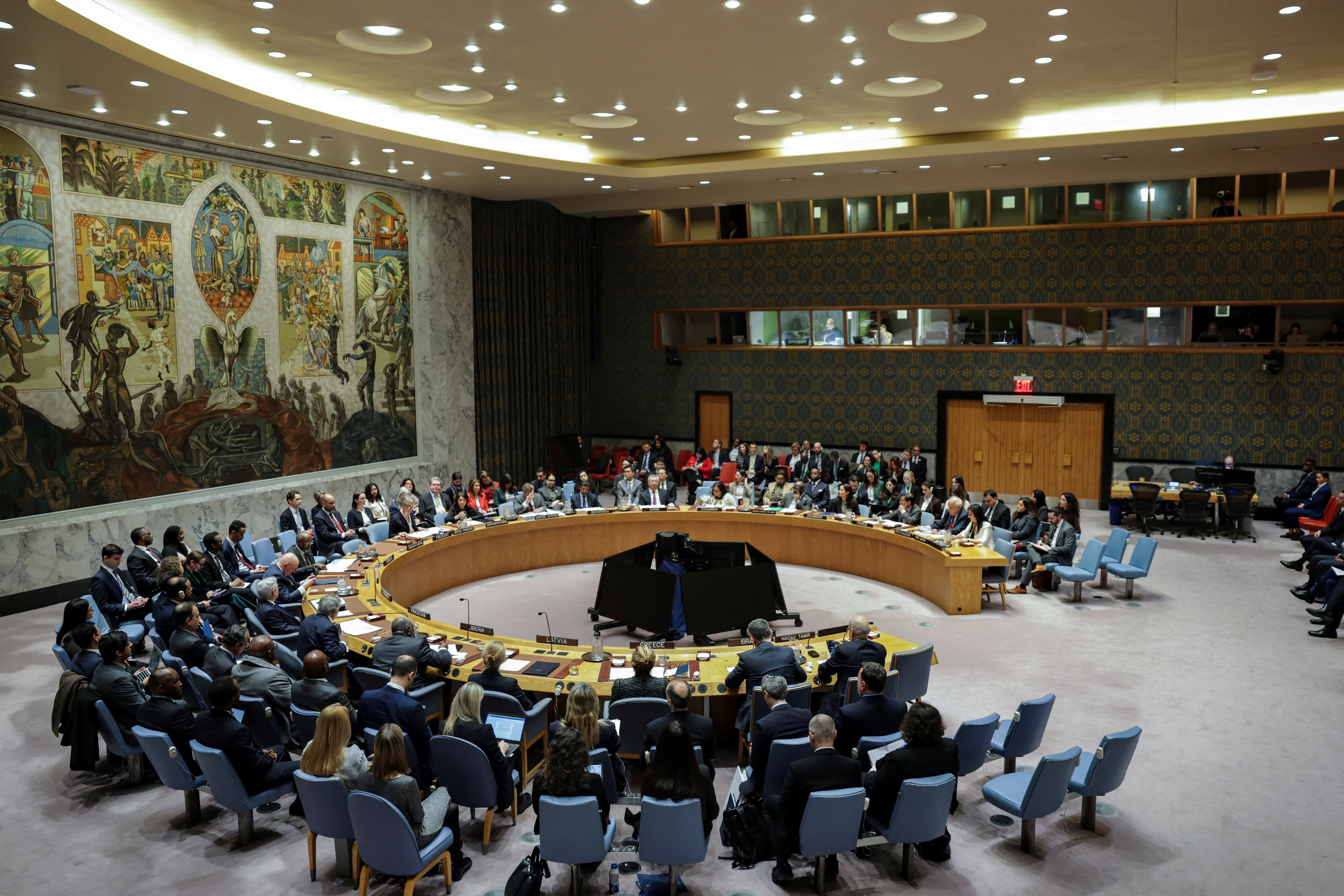 The United Nations Security Council meets on the situation in the Middle East at U.N. headquarters in New York City, U.S., February 18, 2026. REUTERS/Jeenah Moon