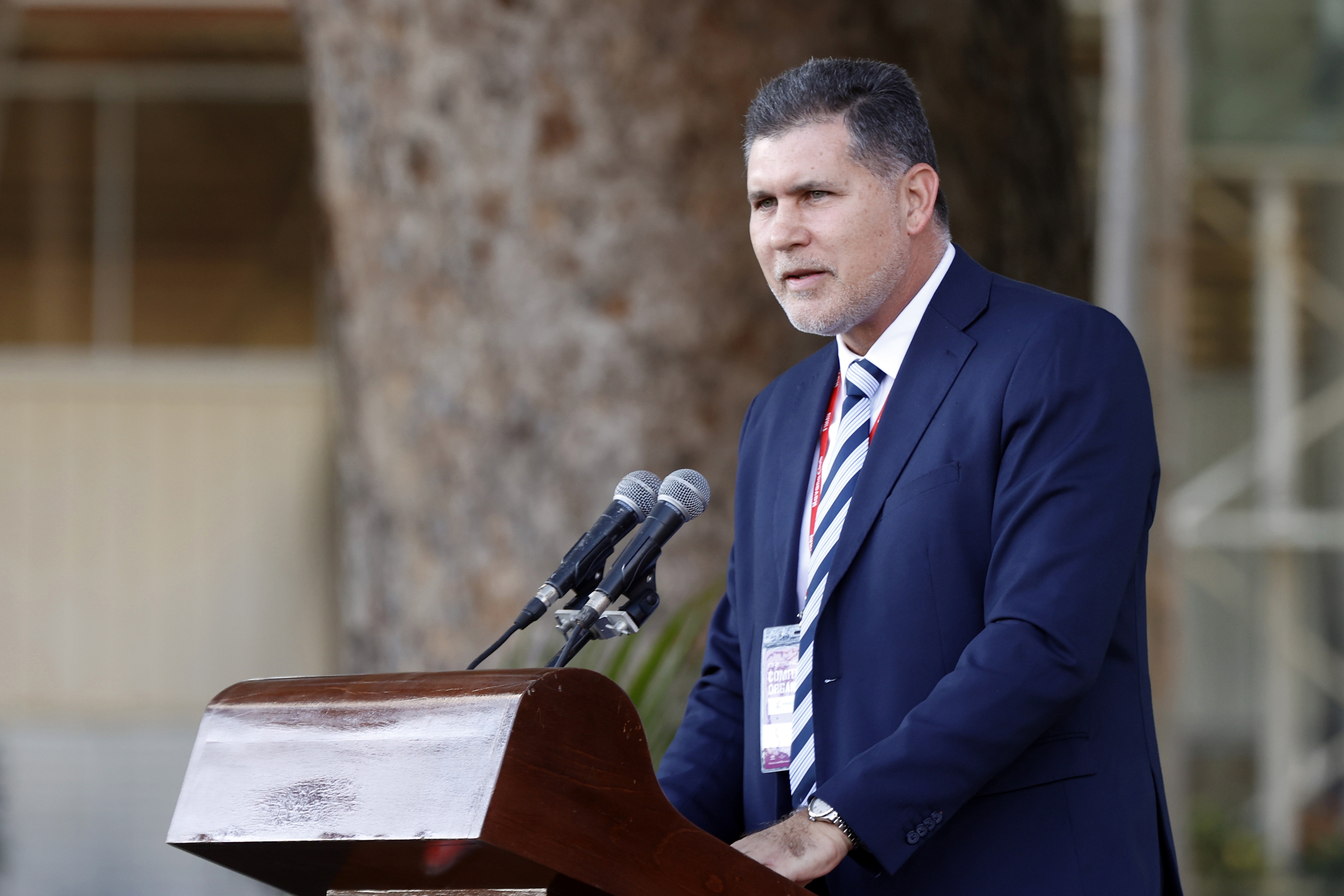Deputy Prime Minister and Minister of Foreign Trade and Foreign Investment Oscar Perez-Oliva Fraga, speaks during the opening of the 41st Havana International Fair in Havana