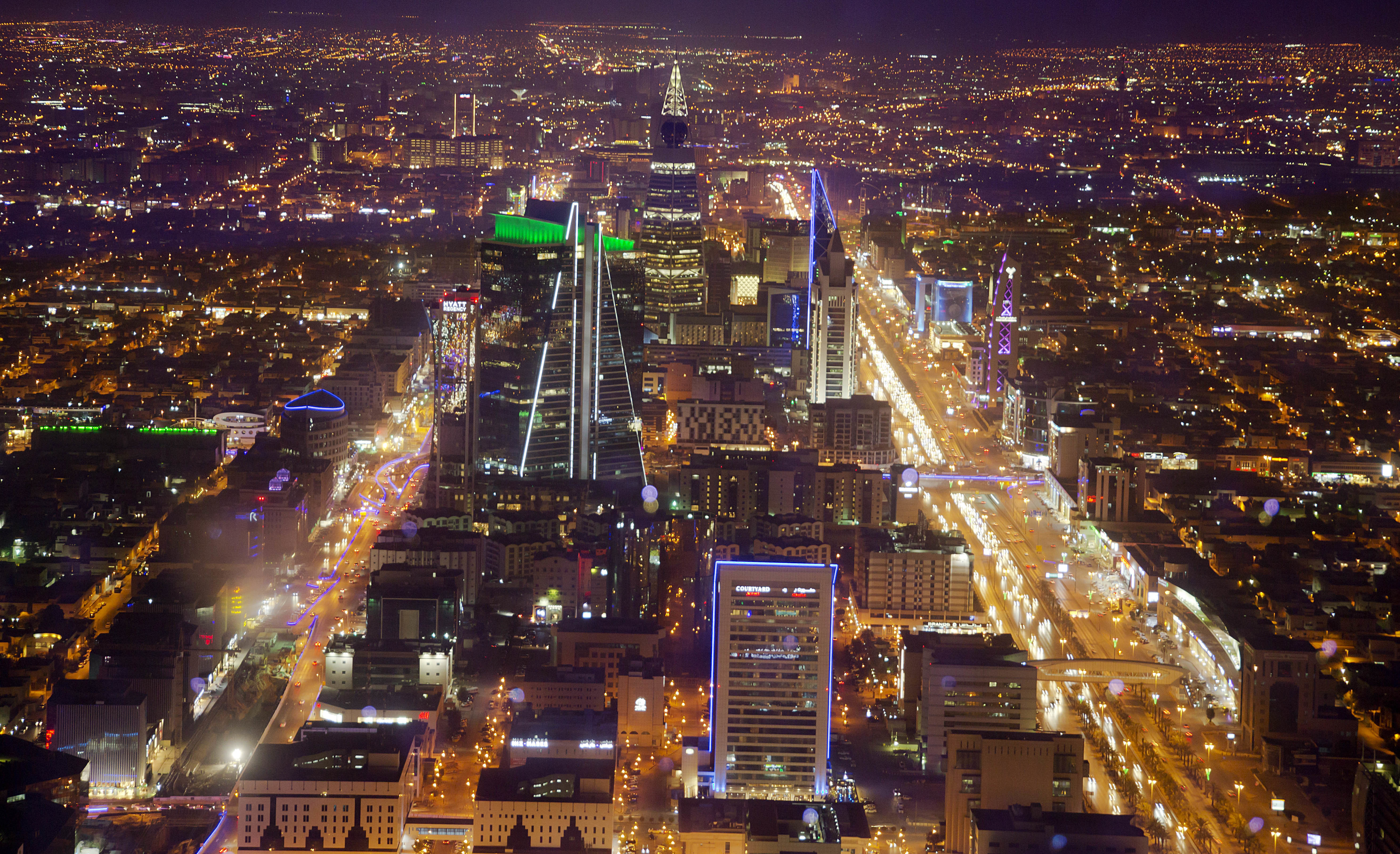 Aerial view of Riyadh city is seen from Mamlaka tower, a 99-story skyscraper, in Riyadh, Saudi Arabia