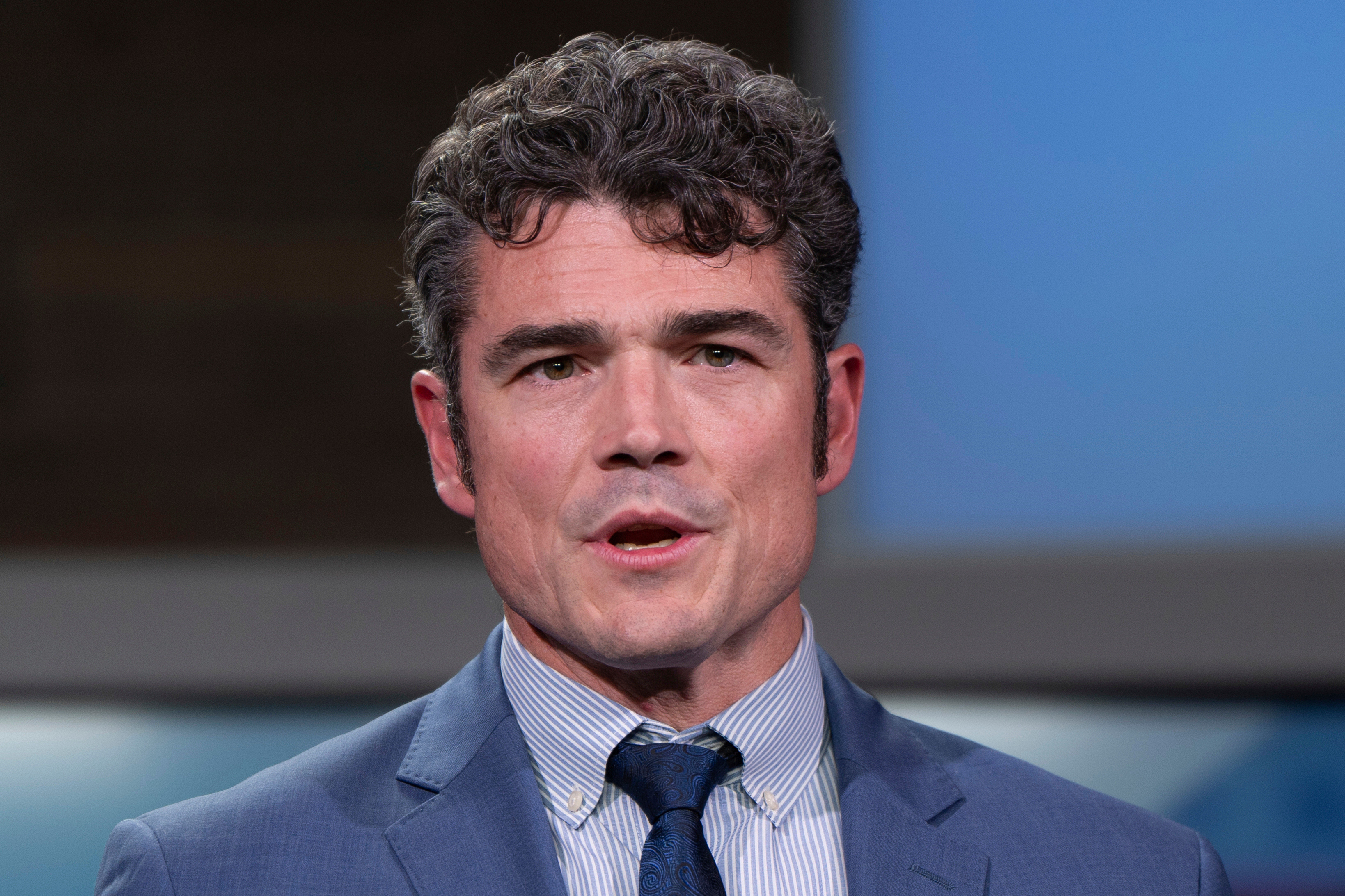 FILE - Joe Kent, Director of the U.S. National Counterterrorism Center, speaks during a congressional debate at KATU studios Oct. 7, 2024, in Portland, Ore. (AP Photo/Jenny Kane, File)