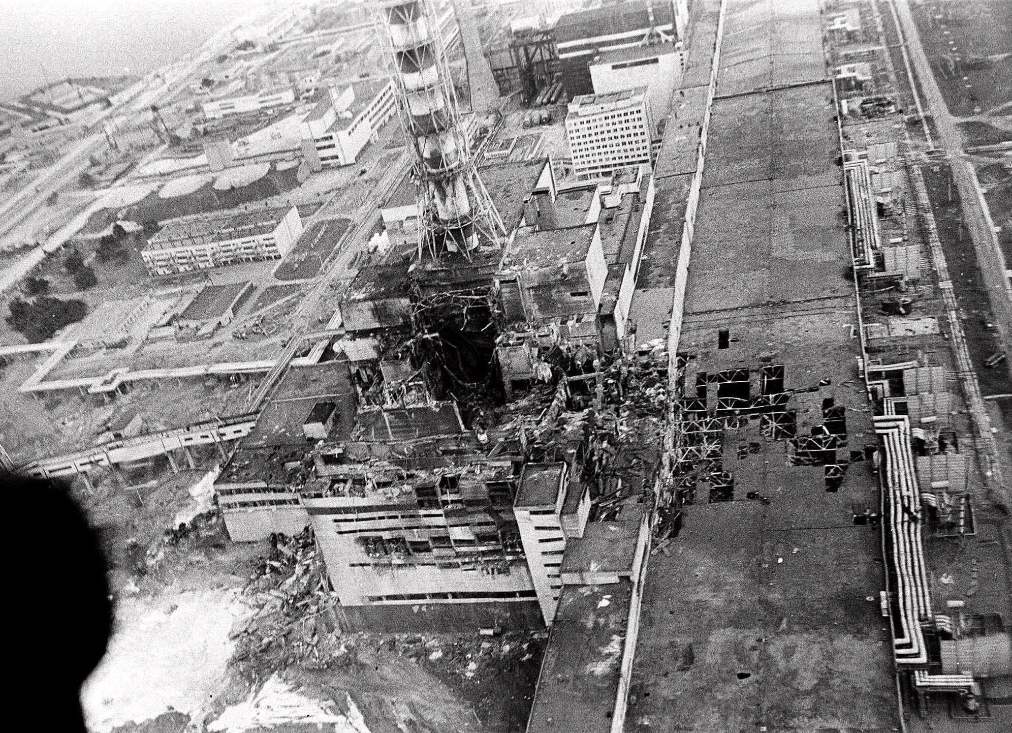 An aerial view of the Chornobyl nuclear power plant.
