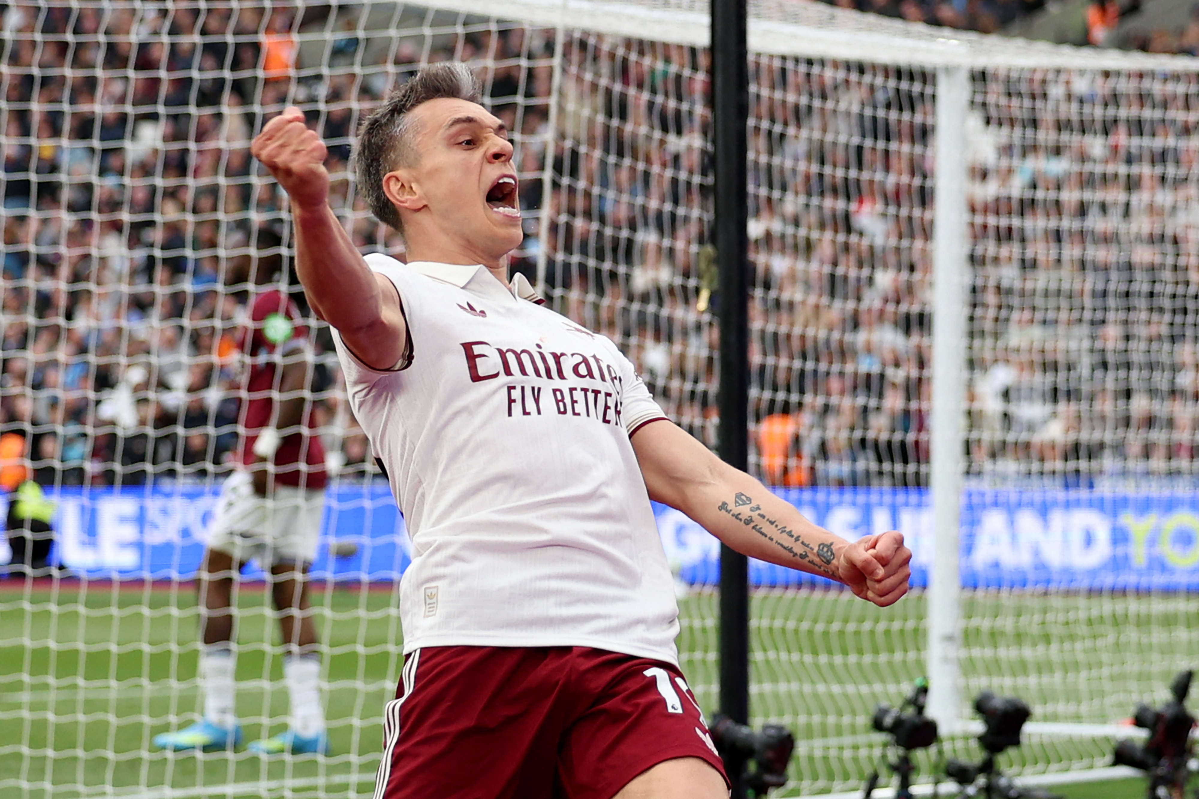 Leandro Trossard reacts.