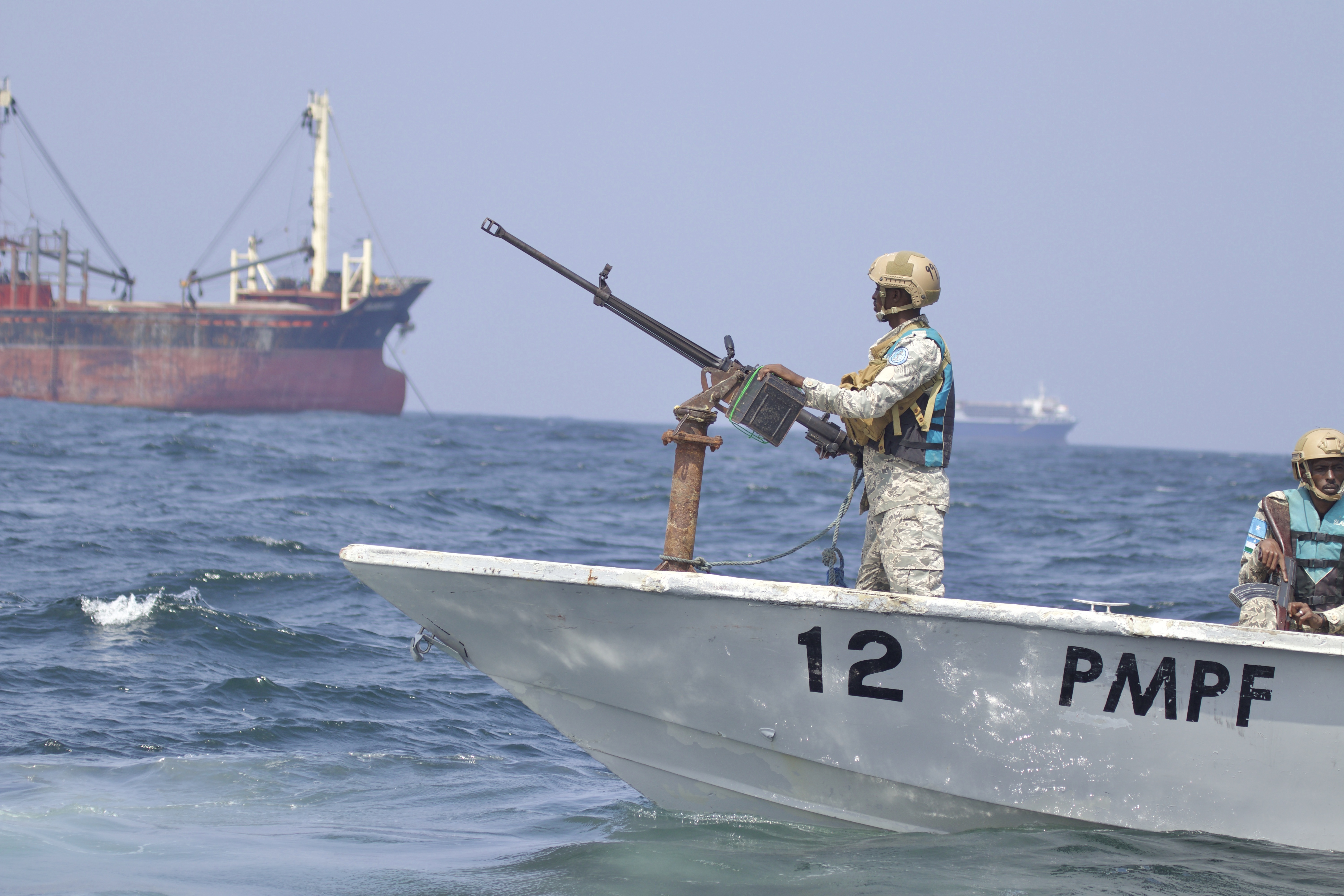 Somalia maritime police from PMPF patrol in the Gulf of Aden off the coast of semi-autonomous Puntland State in Somalia