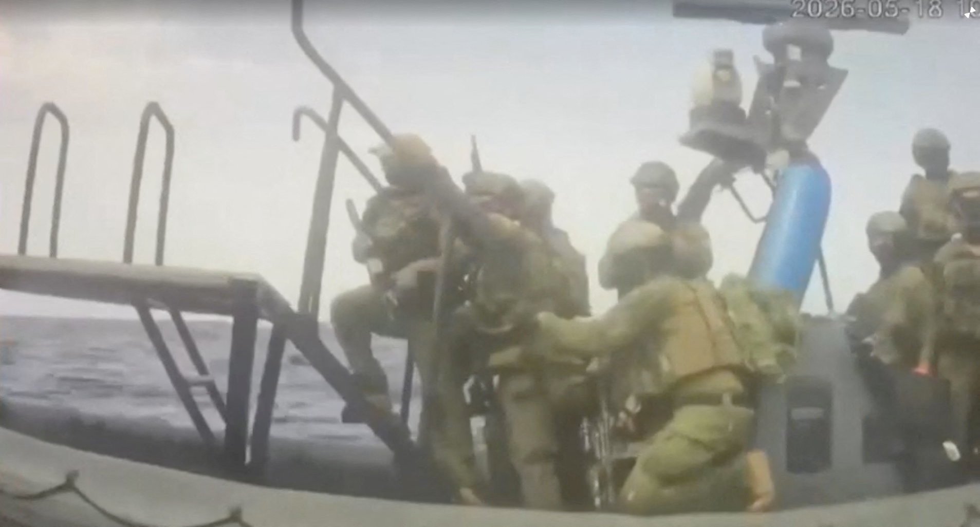 An Israeli naval boat intercepts the Global Sumud Flotilla en route to Gaza