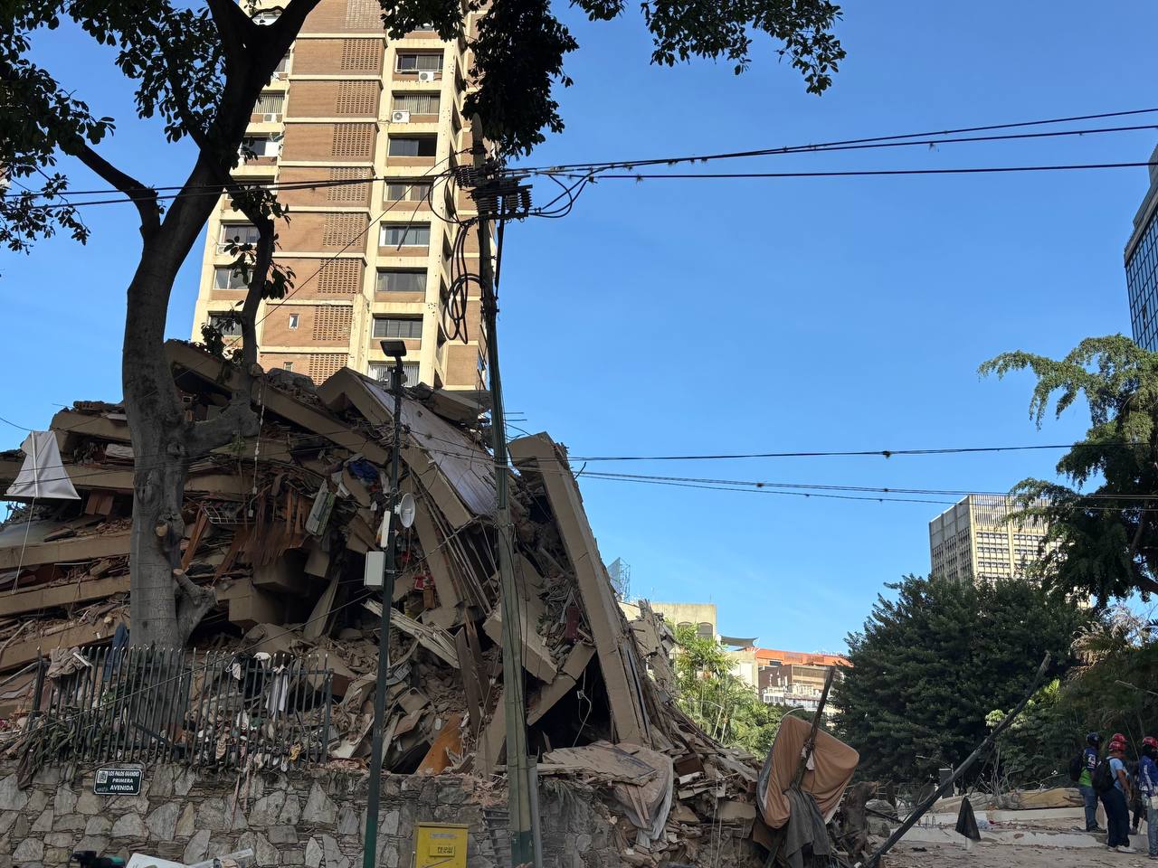 A collapsed building