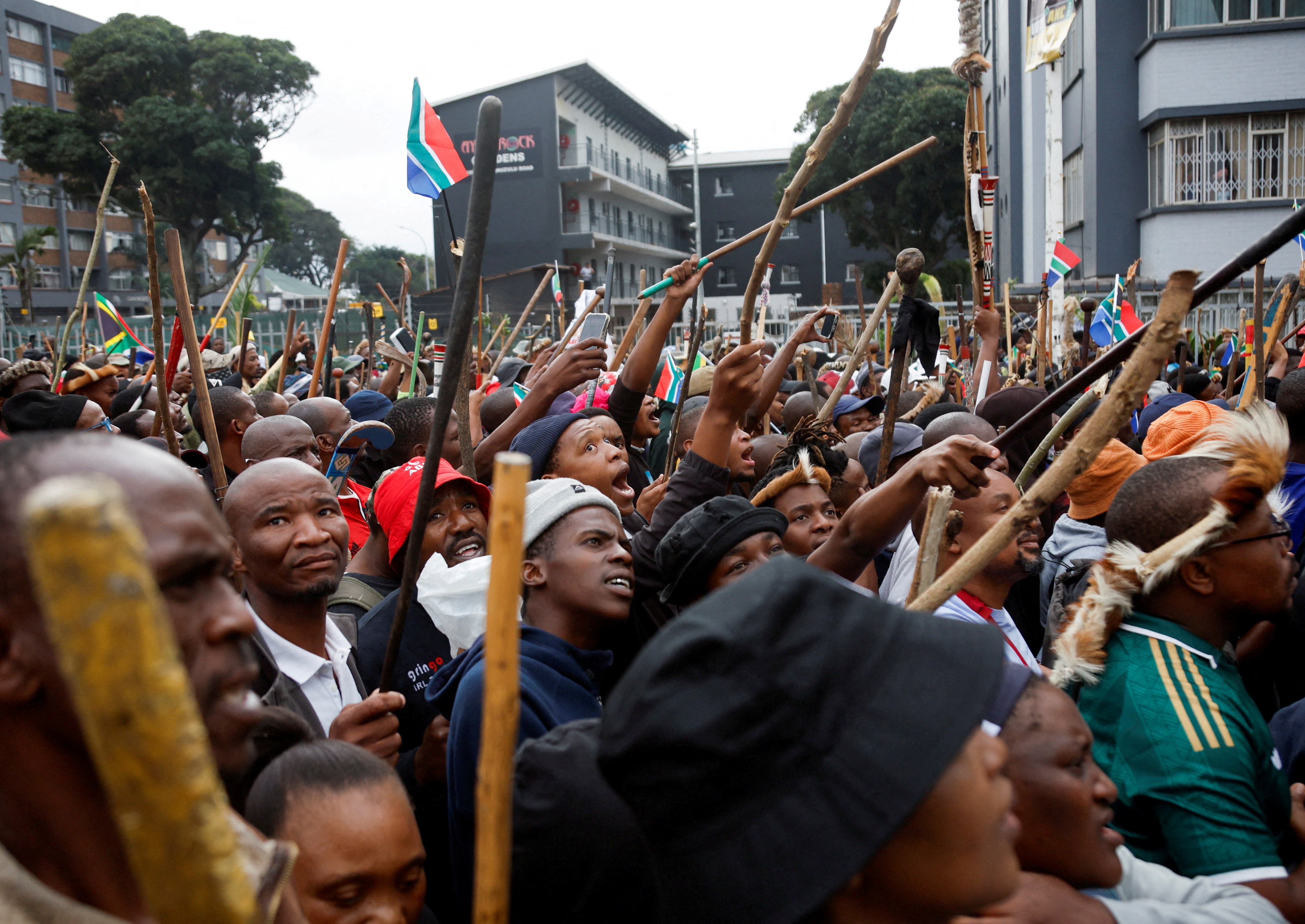 Anti-immigrant protesters march in Durban, South Africa, on June 30, 2026, amid calls by anti-immigrant groups for undocumented migrants to leave the country [Rogan Ward/Reuters]