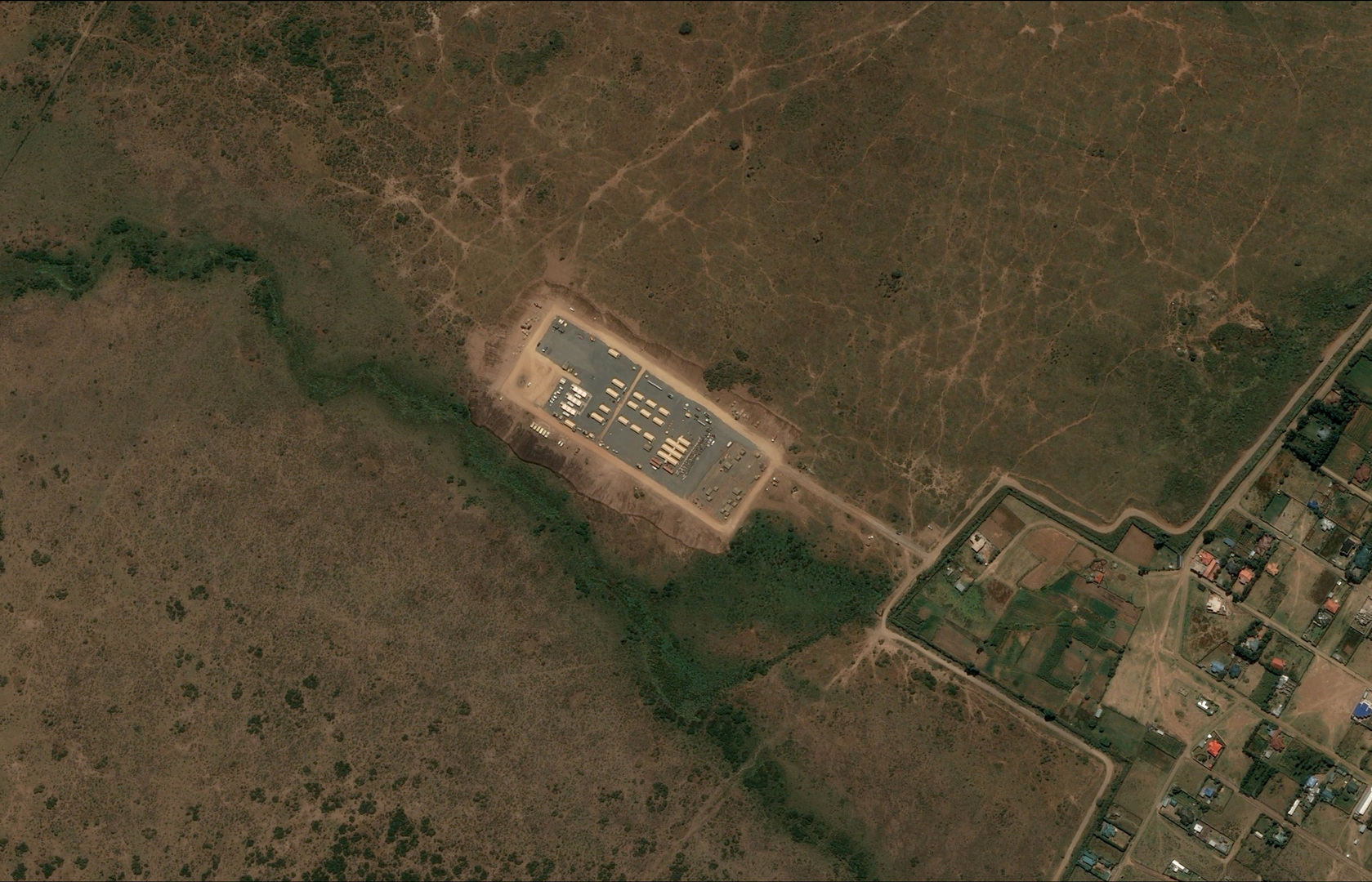 A satellite image shows tents erected at the U.S.-backed Ebola quarantine facility at Laikipia Air Base in Laikipia County, Kenya June 22, 2026. Pleiades &copy; CNES 2026, Distribution Airbus DS/Handout via REUTERS