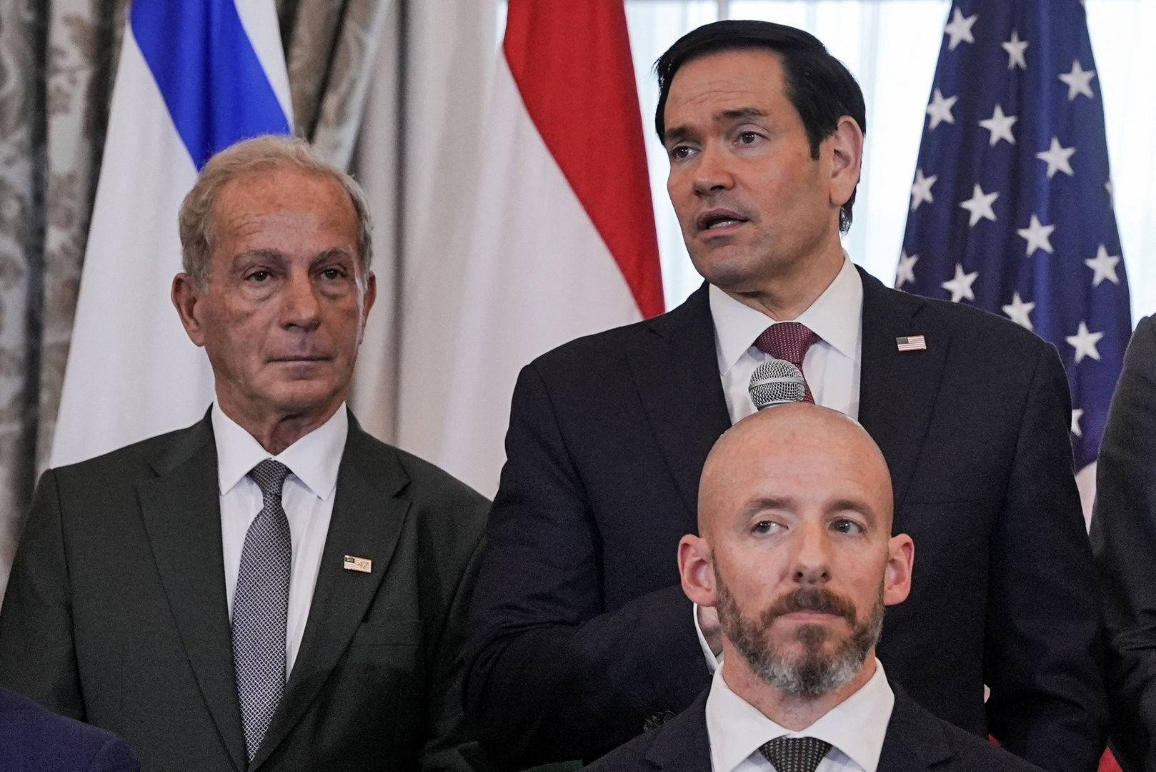 US Secretary of State Marco Rubio speaks during a meeting with State Department Counselor Daniel Holler, US Ambassador to Lebanon Michel Issa, Israel's Ambassador to the U.S. Yechiel Leiter, and Lebanon's Ambassador to the US Nada Hamadeh, at the State Department in Washington, DC, US, on June 26, 2026. [Ken Ceden/Reuters]