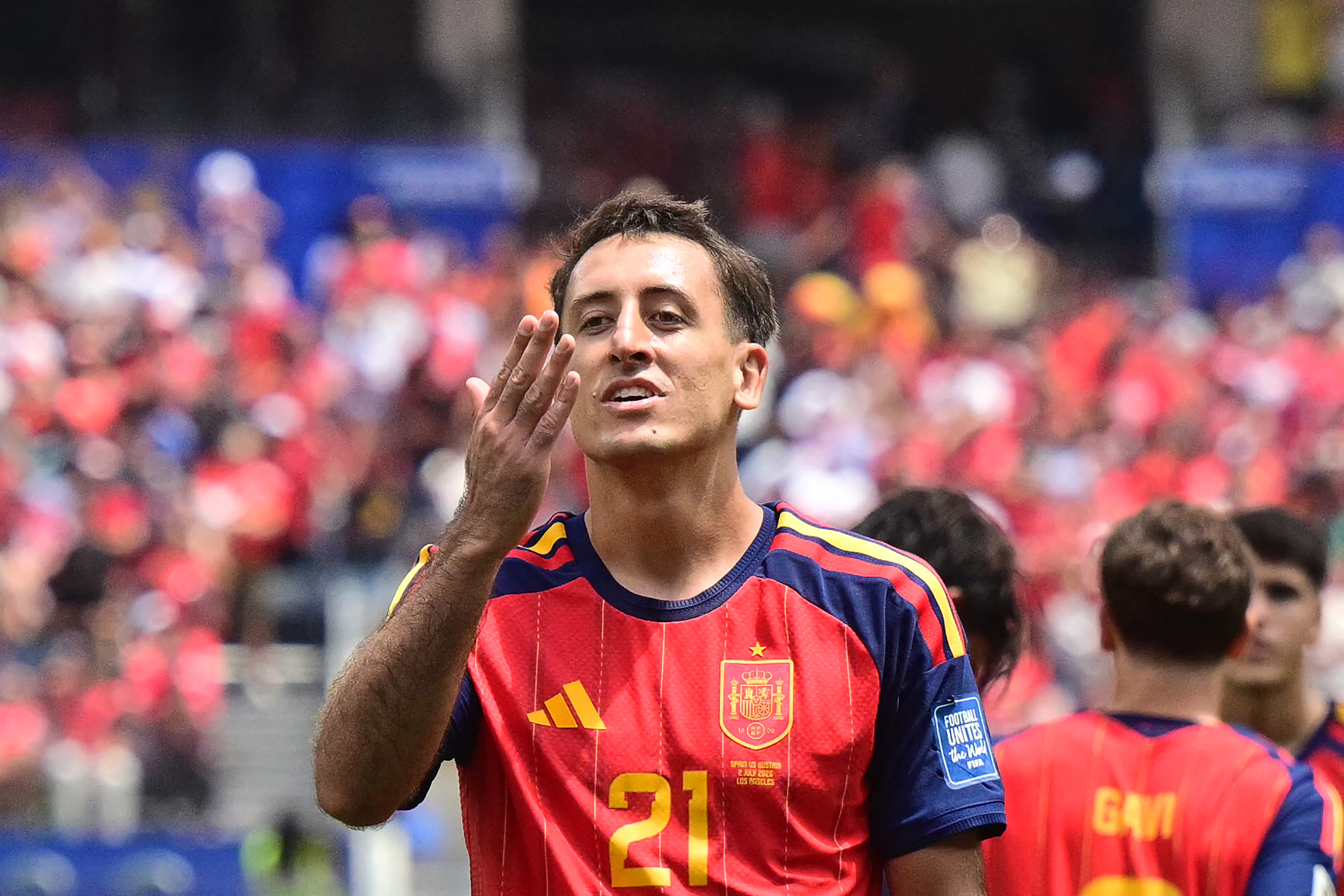 Mikel Oyarzabal reacts.