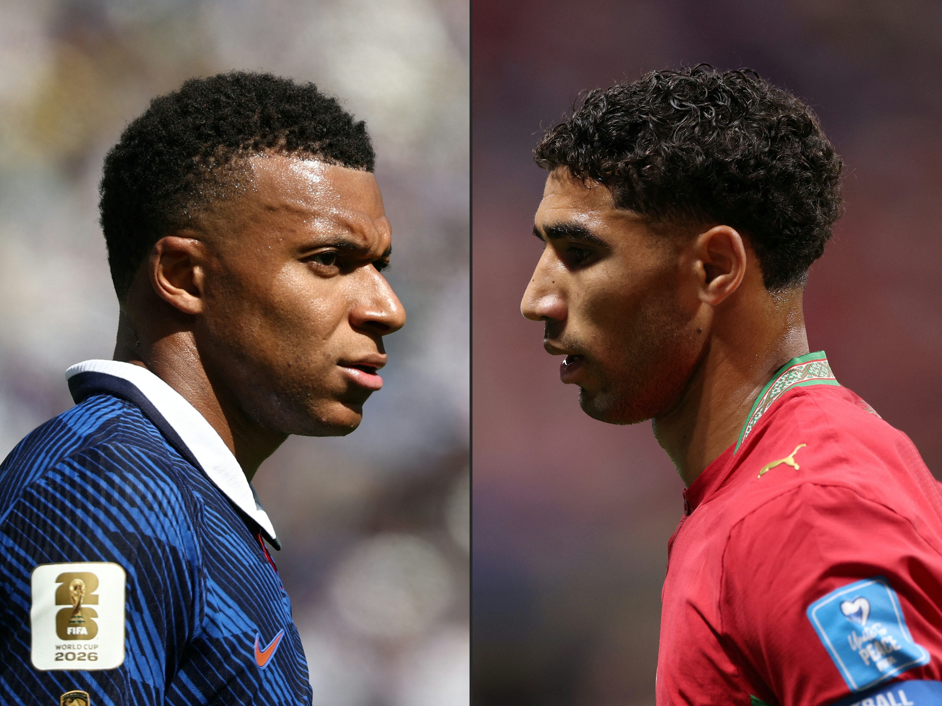 Kylian Mbappe and Achraf Hakimi.
