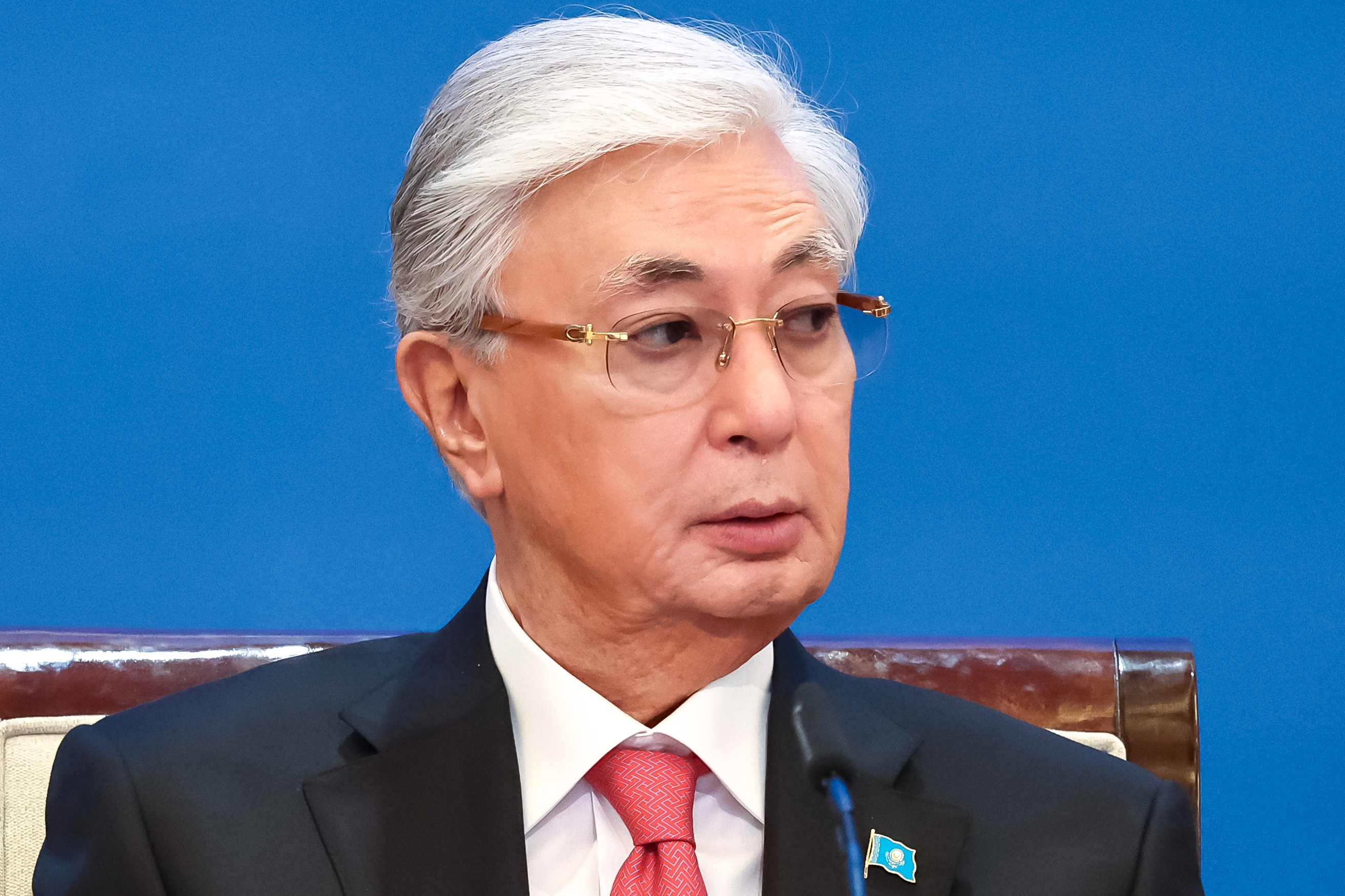 Kazakhstan's President Kassym-Jomart Tokayev attends the Supreme Eurasian Economic Union summit in Astana, Kazakhstan, Friday, May 29, 2026. (Alexander Kazakov/Sputnik, Kremlin Pool Photo via AP)