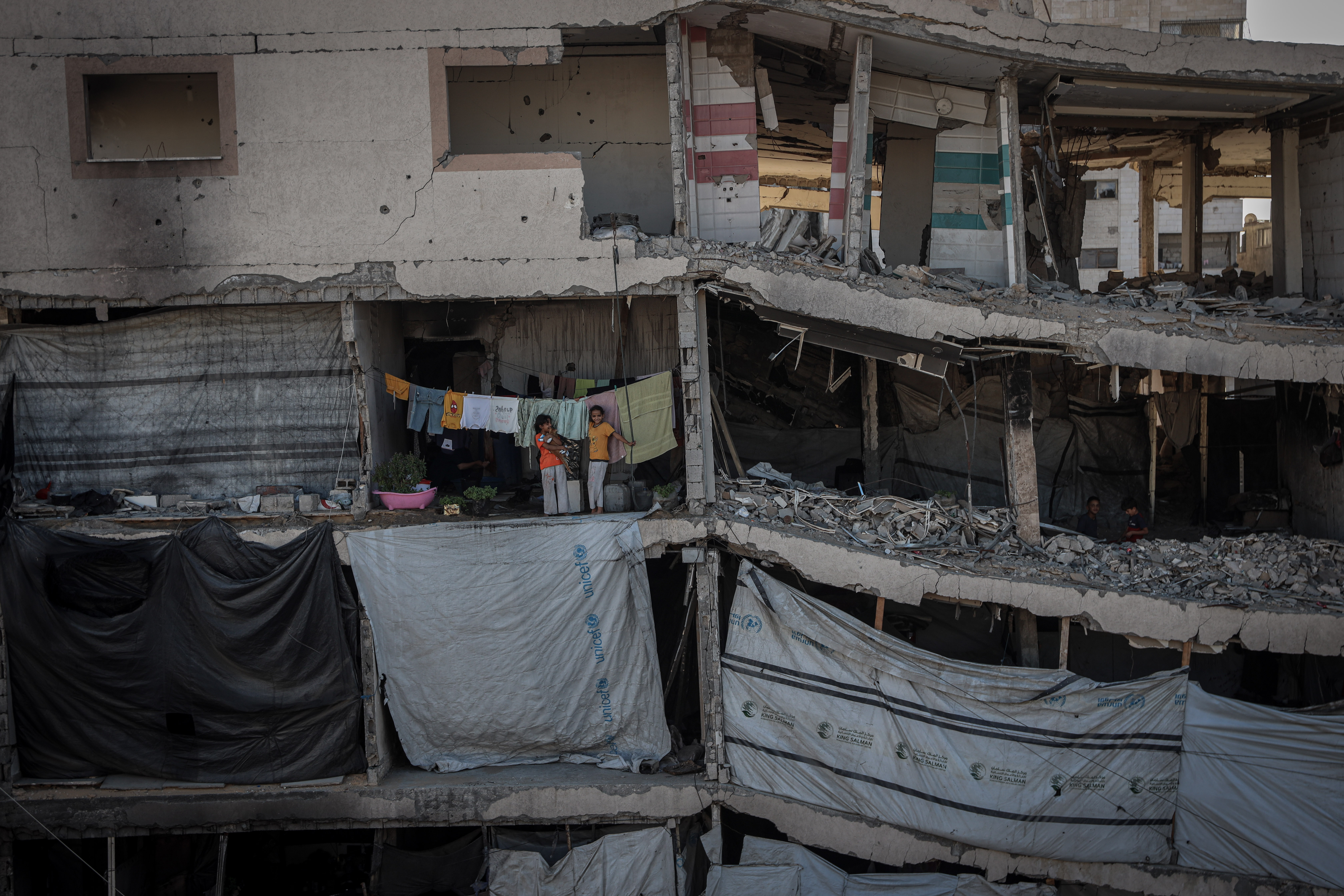 The damaged Al Najma building is among the structures at risk of collapse in Gaza.