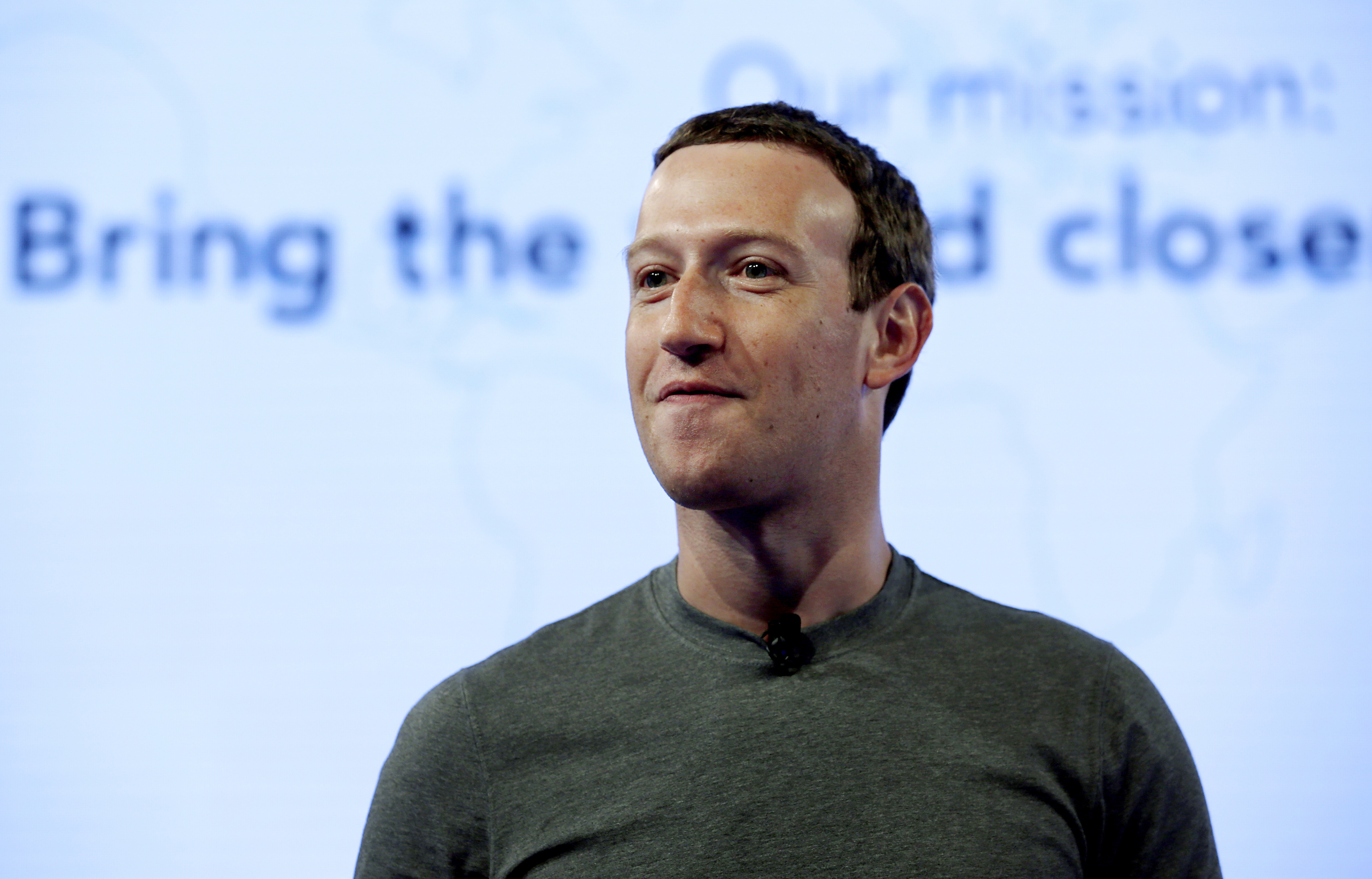 Facebook CEO Mark Zuckerberg speaks during preparation for the Facebook Communities Summit, in Chicago. Zuckerberg embarked on a rare media mini-blitz Wednesday, March 22, 2018, in the wake of a privacy scandal involving a Trump-connected data-mining firm. [Nam Y. Huh/AP Photo]