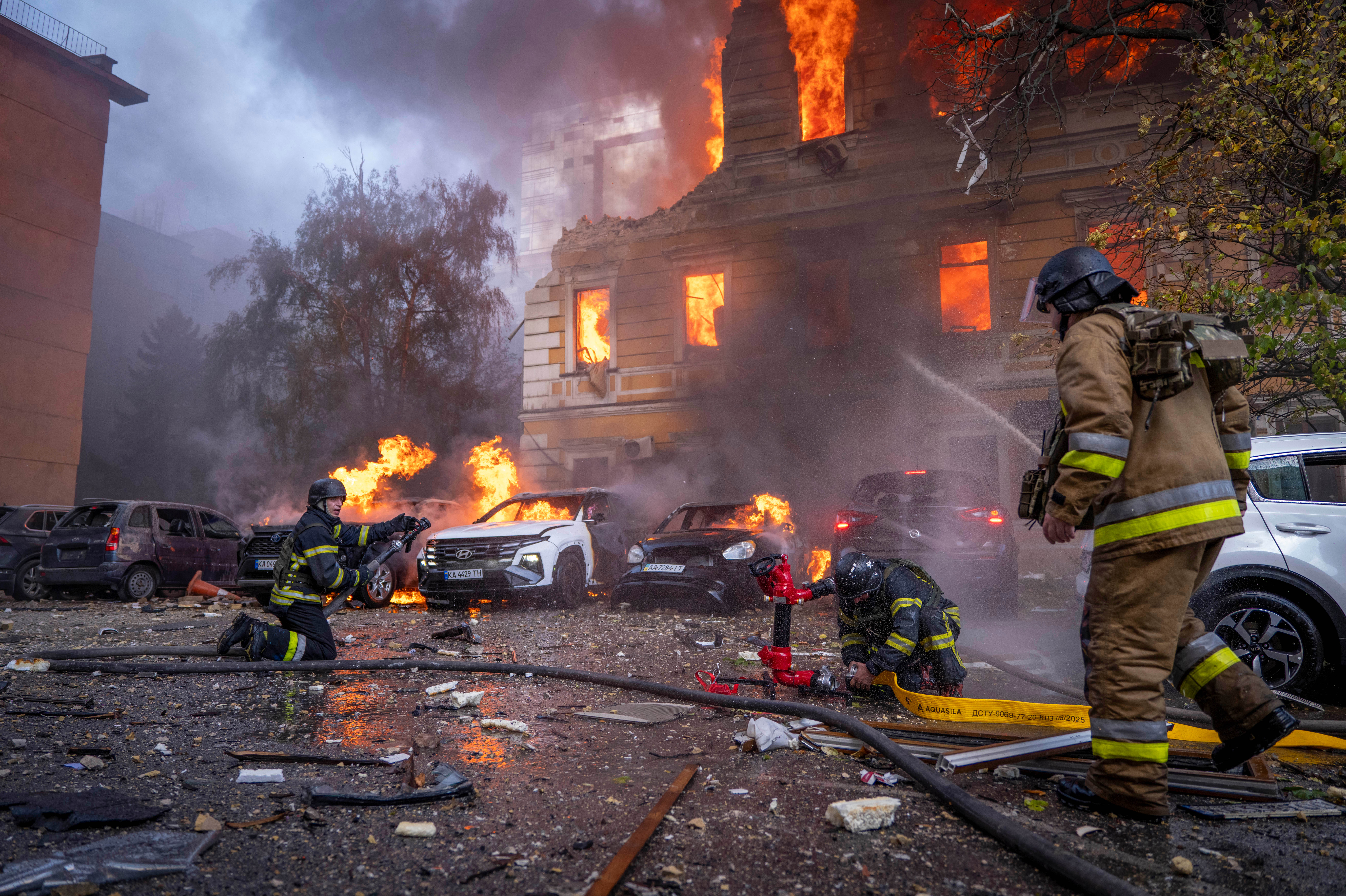 Aftermath of a Russian drone attack in Kyiv