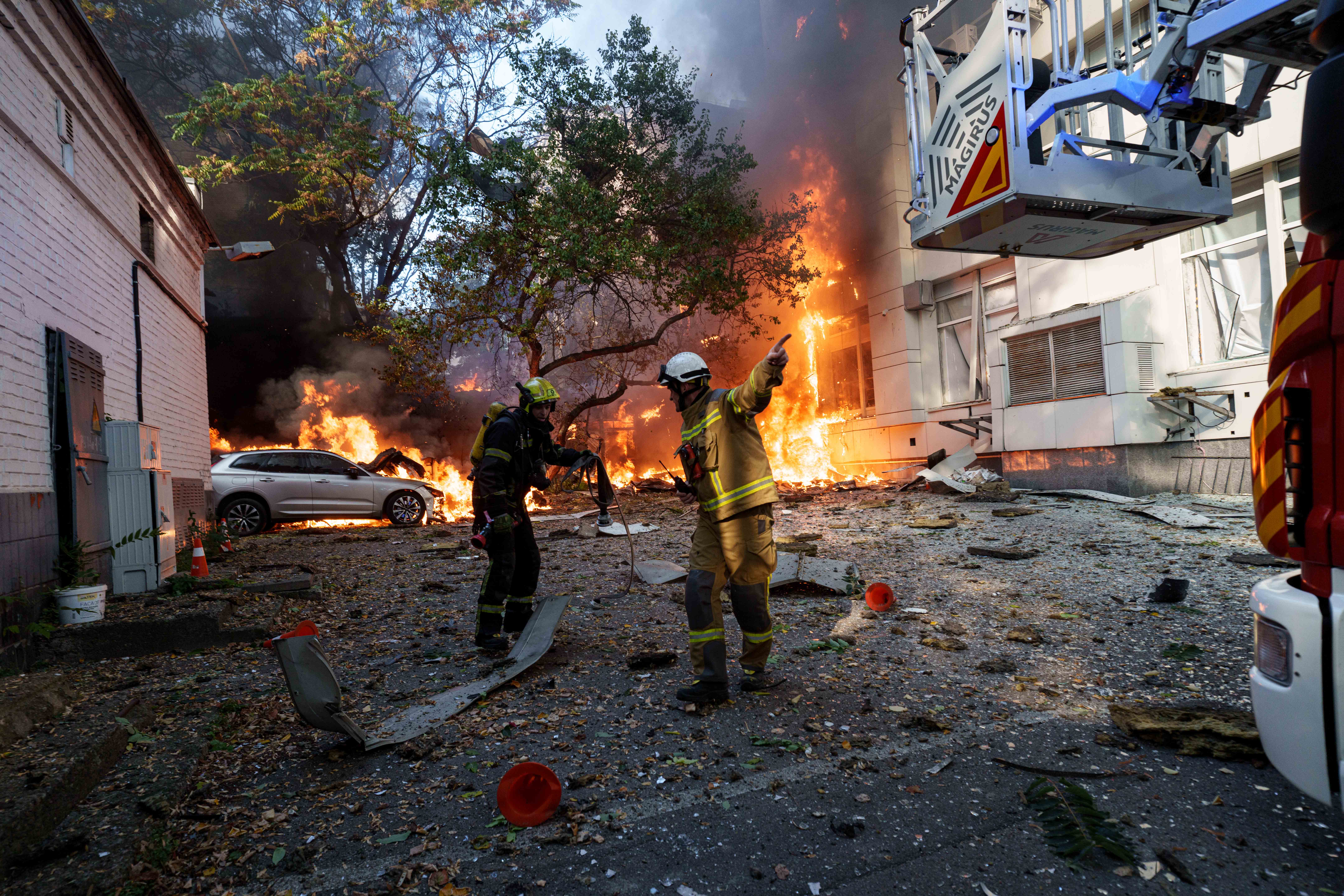 Aftermath of a Russian drone attack in Kyiv