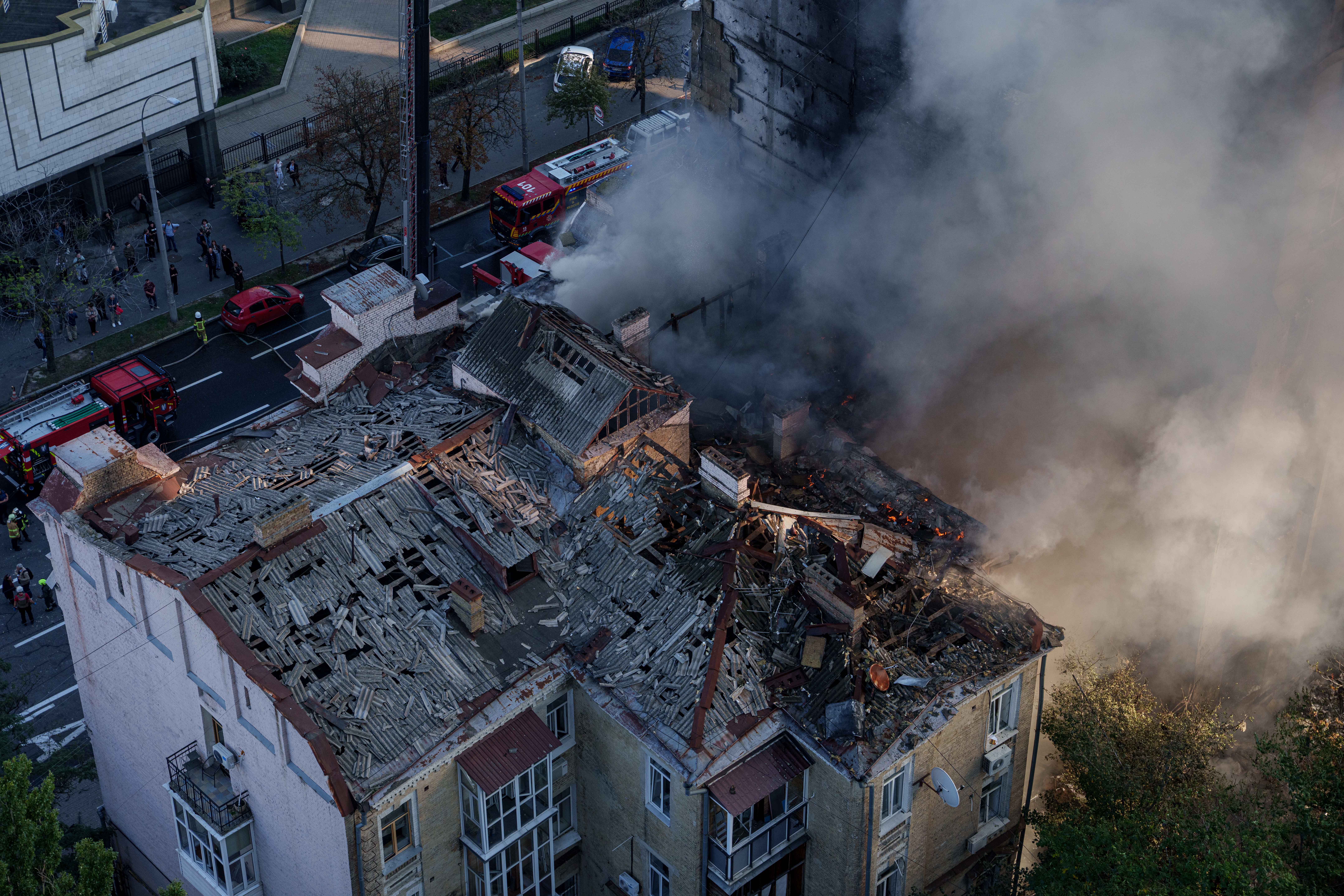 Aftermath of a Russian drone attack in Kyiv
