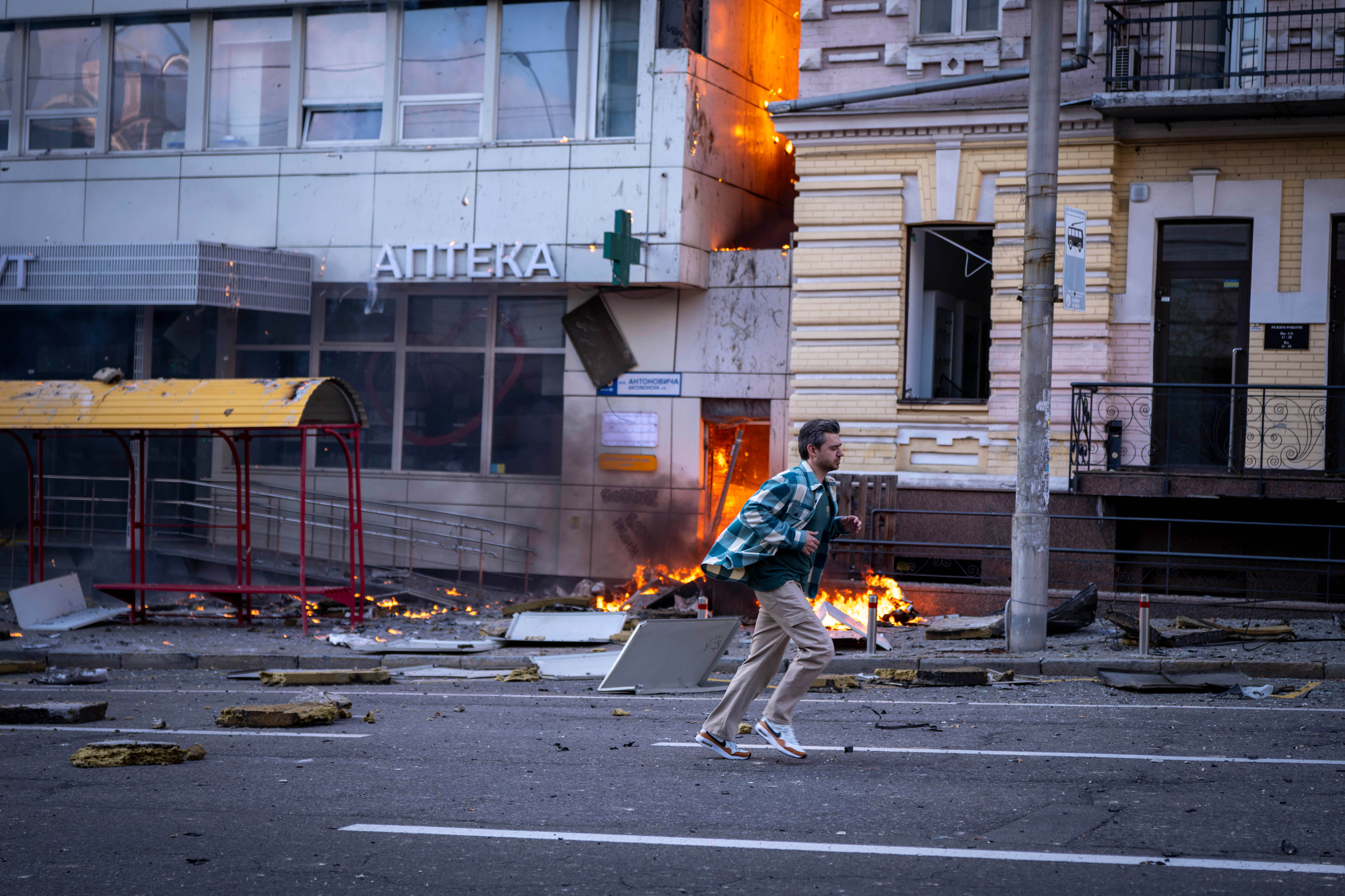 Aftermath of a Russian drone attack in Kyiv