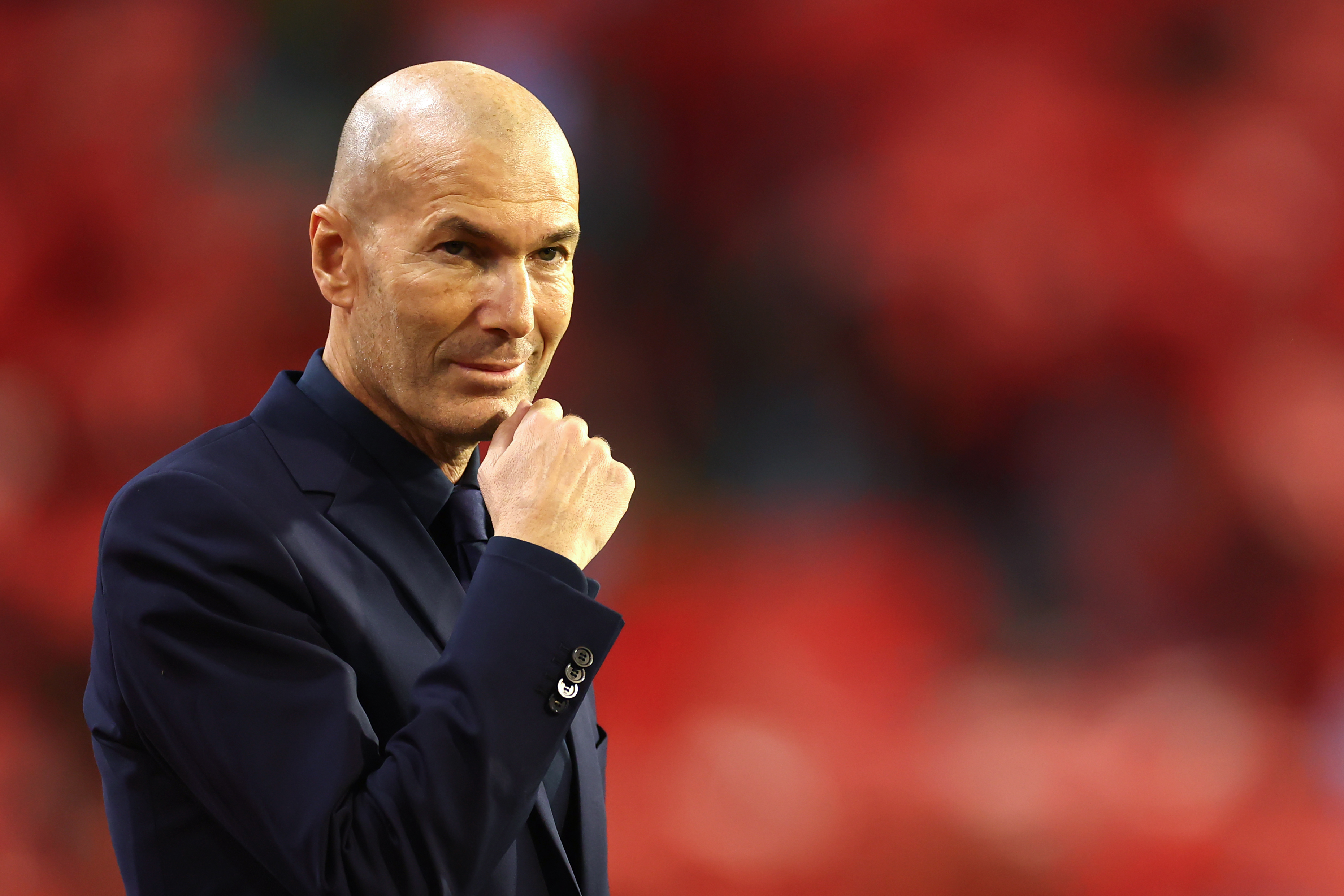 BRUSSELS, BELGIUM - SEPTEMBER 28: Zinedine Zidane, Head Coach of France, looks on before the UEFA Nations League 2026/27 group phase match between Belgium and France at Stade Roi Baudouin on September 28, 2026 in Brussels, Belgium. (Photo by Dean Mouhtaropoulos/Getty Images)